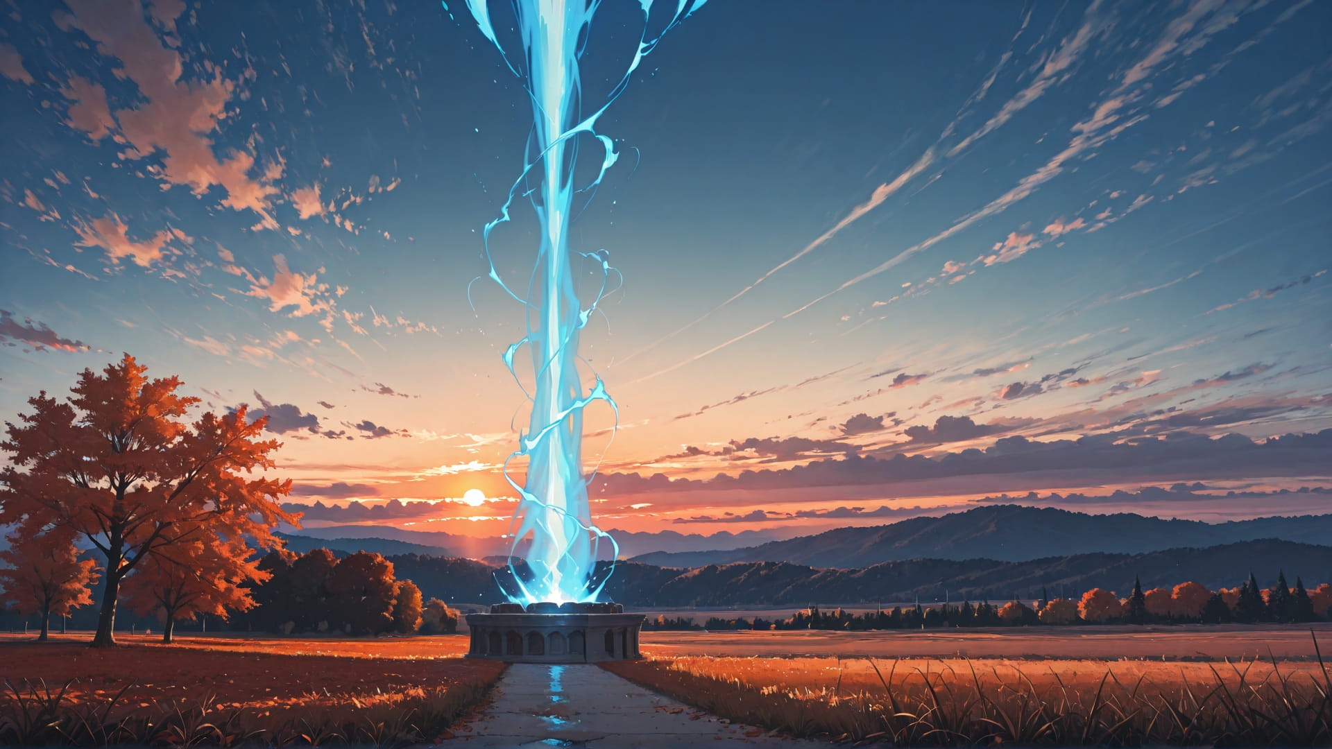 Blue Sunset Sky Nuclear smartphone wallpaper free download, vertical 16:9 format, Blue, Sunset, Sky, Autumn 001