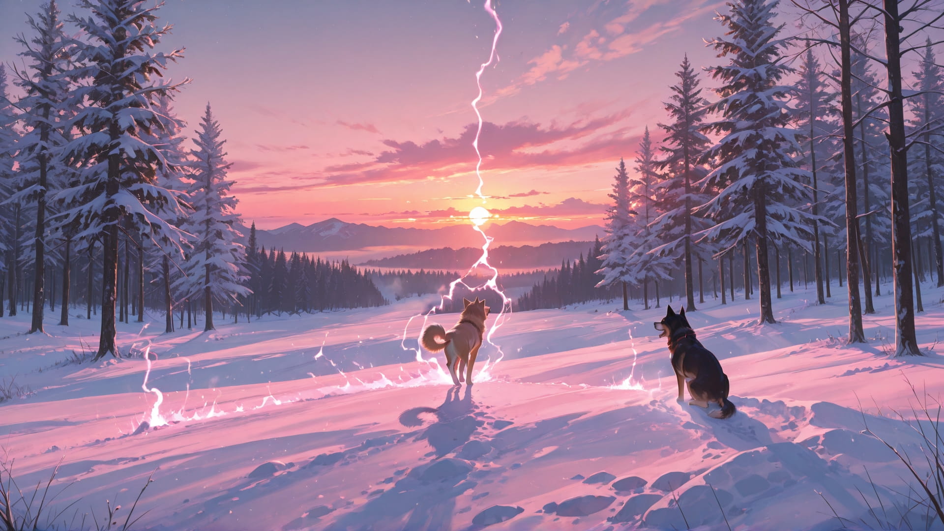 Pink Sunset Nature Nuclear smartphone wallpaper free download, vertical 16:9 format, Pink, Sunset, Nature, Winter