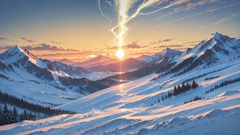 Yellow Sunset Mountain Nuclear smartphone wallpaper free download, vertical 9:16 format, Yellow, Sunset, Mountain, Winter 001