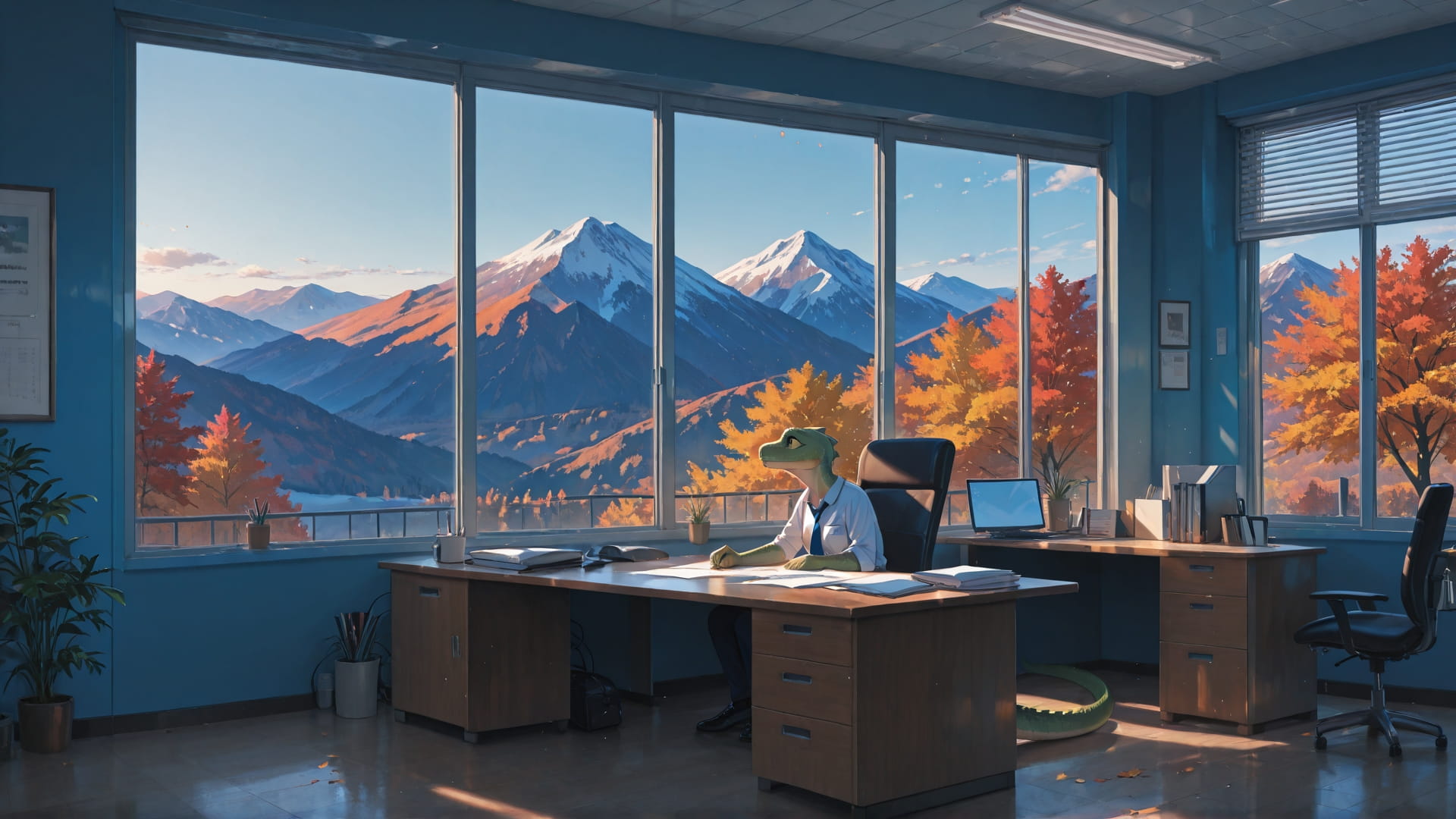 Blue Afternoon Mountain Office smartphone wallpaper free download, vertical 9:16 format, Blue, Afternoon, Mountain, Autumn