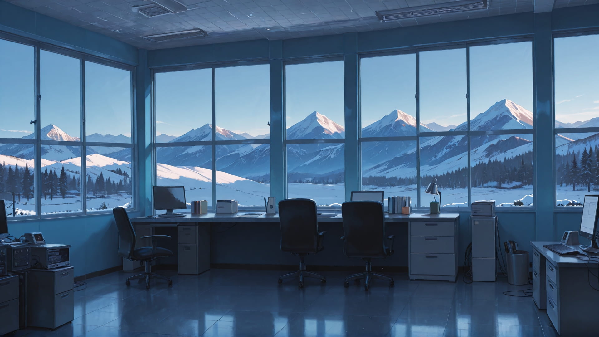 Blue Afternoon Mountain Office smartphone wallpaper free download, vertical 9:16 format, Blue, Afternoon, Mountain, Winter