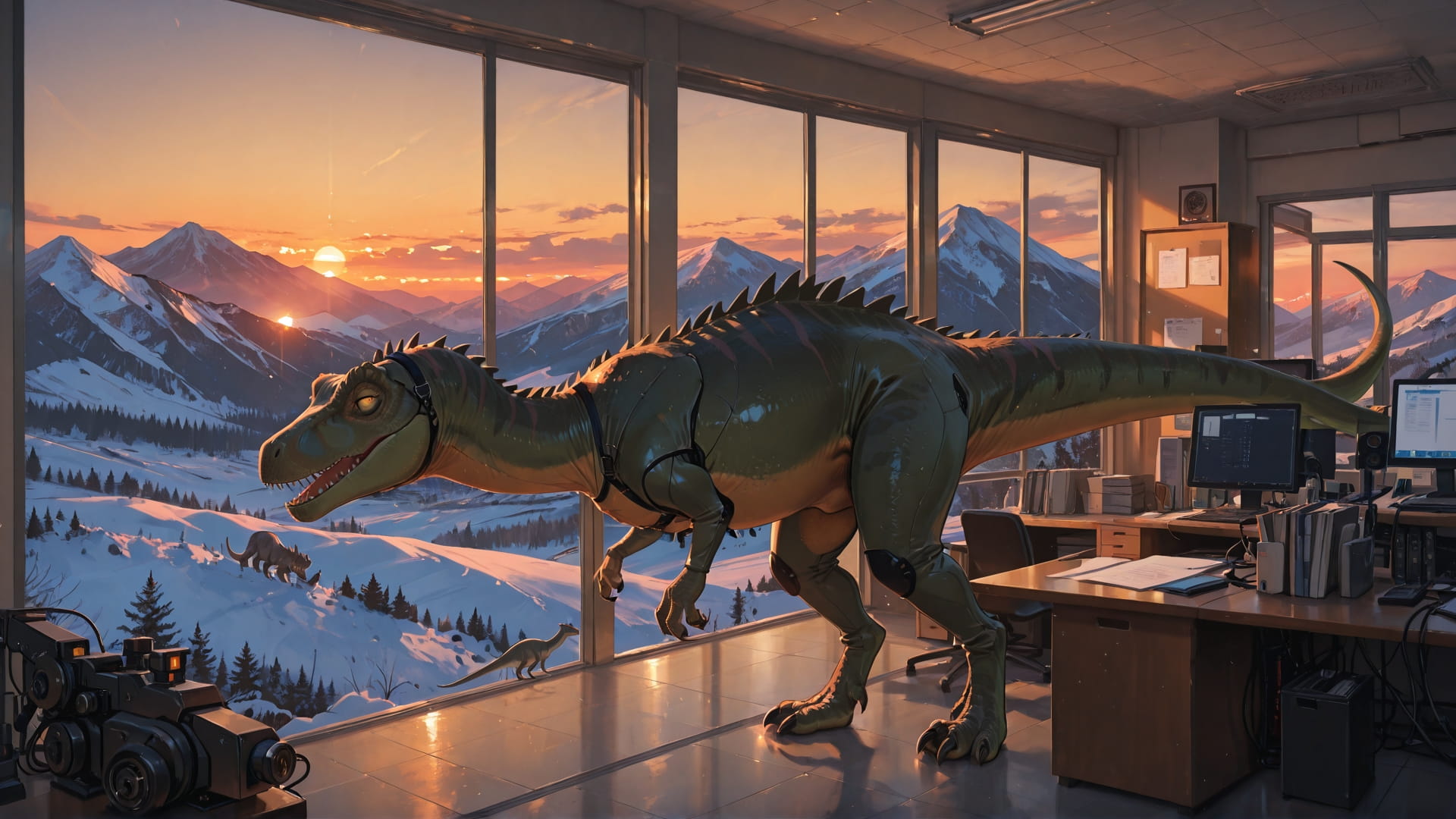 Orange Sunset Mountain Office smartphone wallpaper free download, vertical 16:9 format, Orange, Sunset, Mountain, Winter