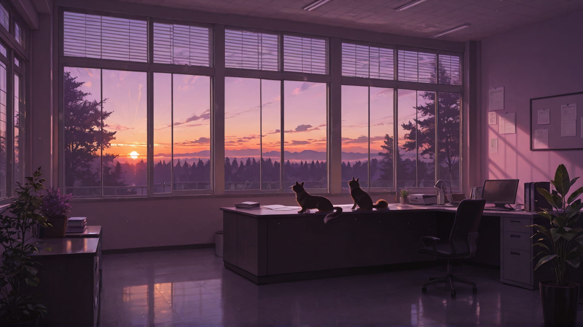 Purple Sunset Nature Office smartphone wallpaper free download, vertical 16:9 format, Purple, Sunset, Nature, Spring