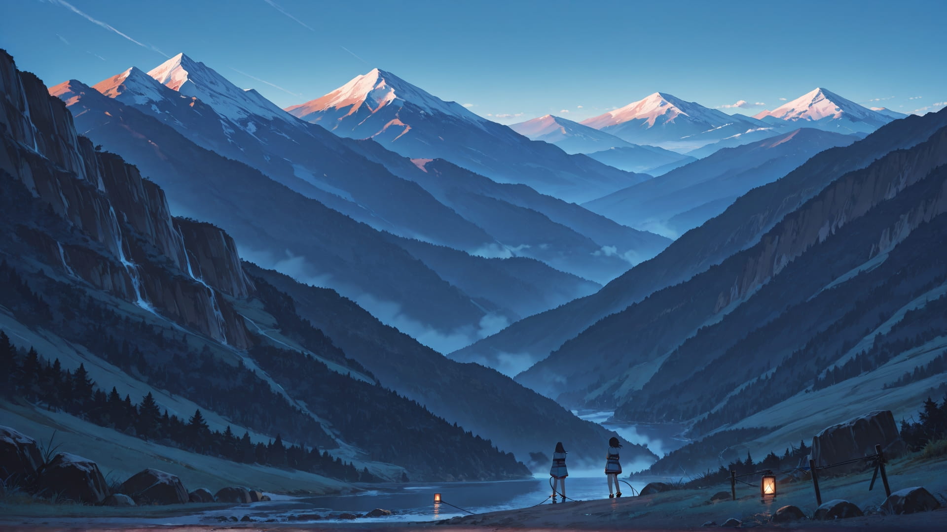 Blue Afternoon Mountain OptOutEra smartphone wallpaper free download, vertical 16:9 format, Blue, Afternoon, Mountain, Summer 001