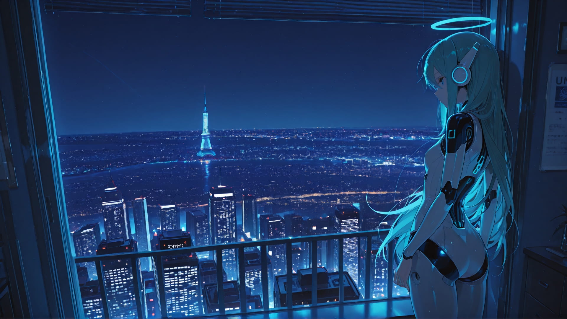 Blue Night City OptOutEra smartphone wallpaper free download, vertical 16:9 format, Blue, Night, City, Summer