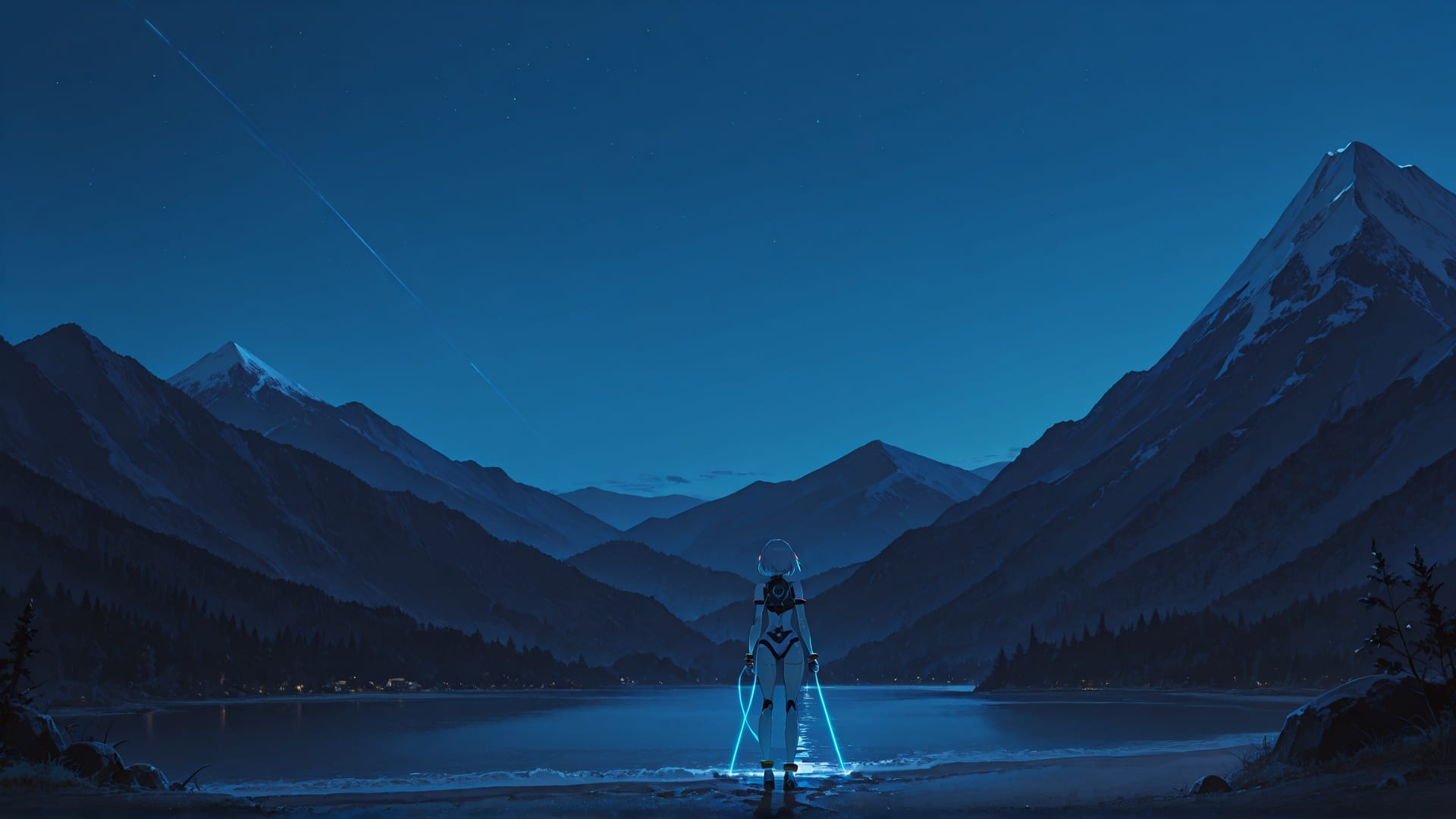 Blue Night Mountain OptOutEra smartphone wallpaper free download, vertical 16:9 format, Blue, Night, Mountain, Summer