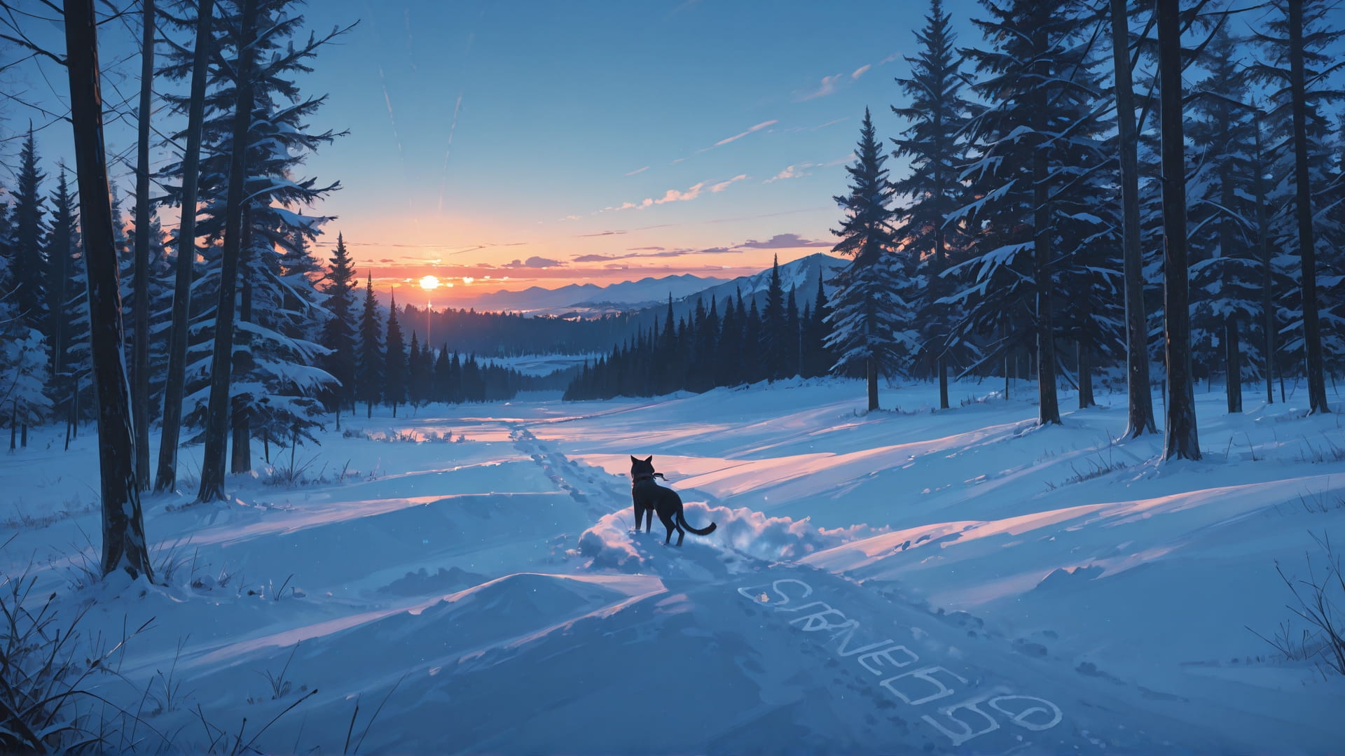 Blue Sunset Nature OptOutEra smartphone wallpaper free download, vertical 16:9 format, Blue, Sunset, Nature, Winter 001