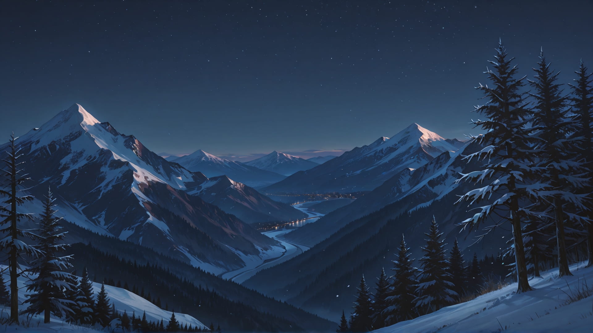 Brown Night Mountain OptOutEra smartphone wallpaper free download, vertical 16:9 format, Brown, Night, Mountain, Winter 001