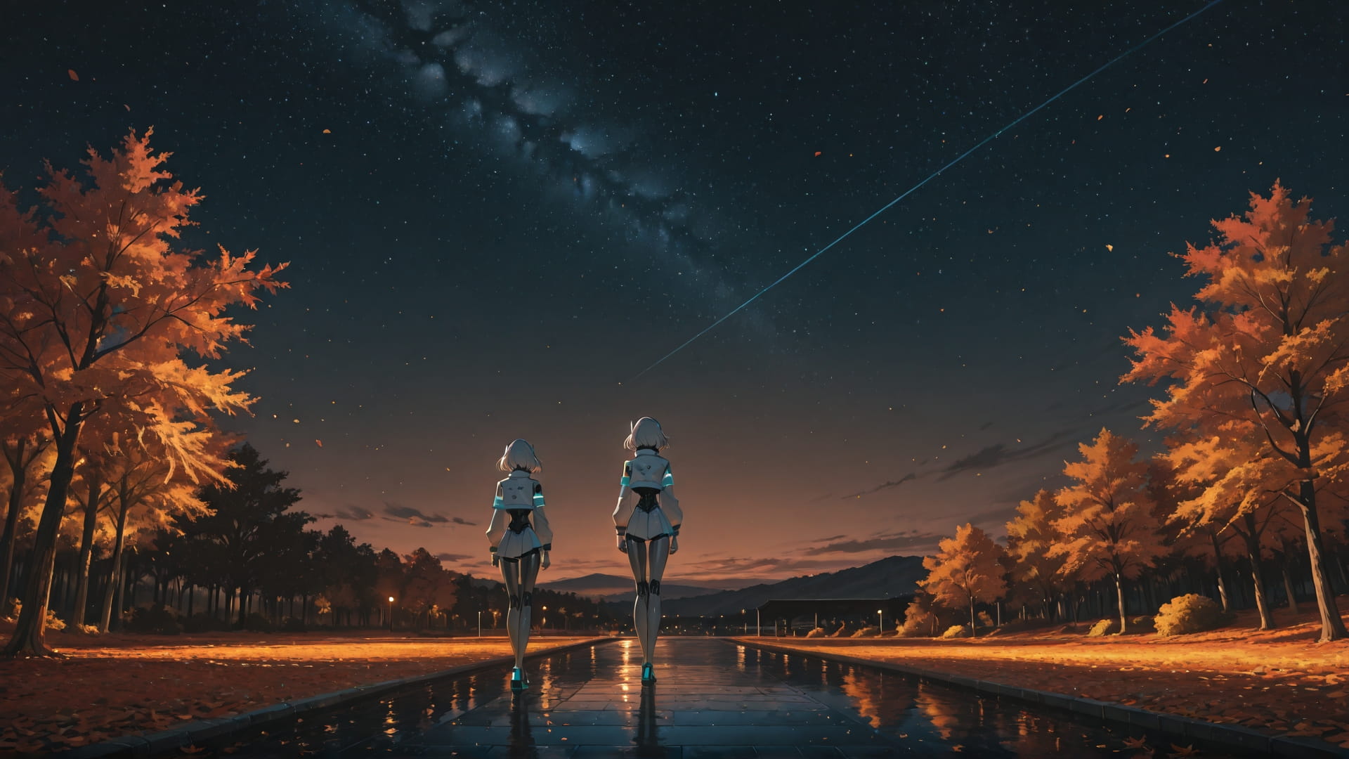 Brown Night Sky OptOutEra smartphone wallpaper free download, vertical 16:9 format, Brown, Night, Sky, Autumn