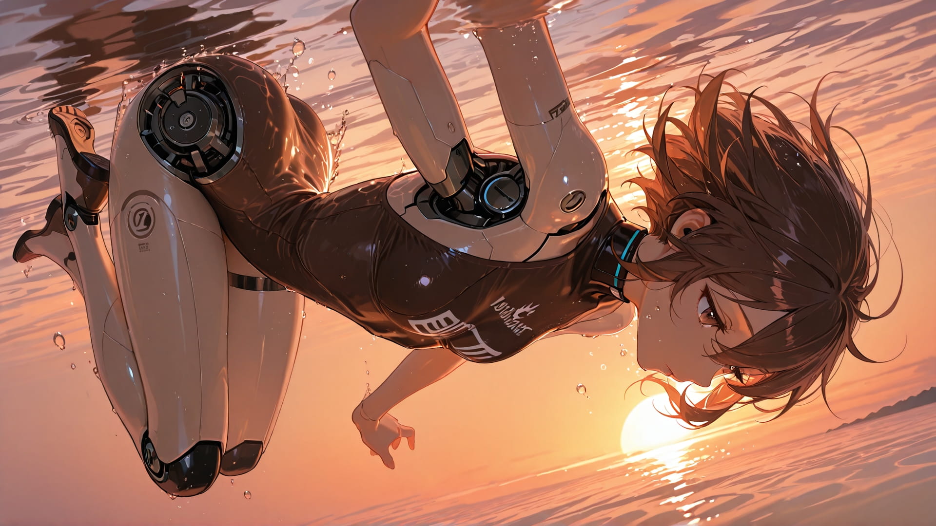 Brown Sunset Sea OptOutEra smartphone wallpaper free download, vertical 16:9 format, Brown, Sunset, Sea, Summer