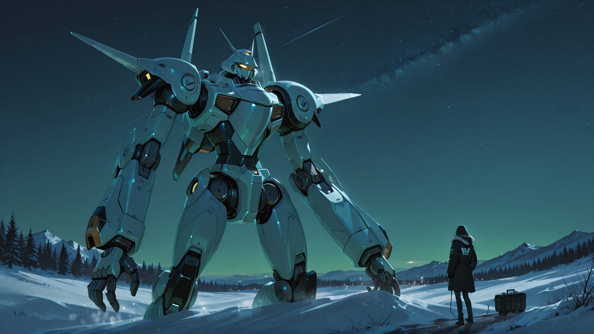 Green Night Sky OptOutEra smartphone wallpaper free download, vertical 16:9 format, Green, Night, Sky, Winter