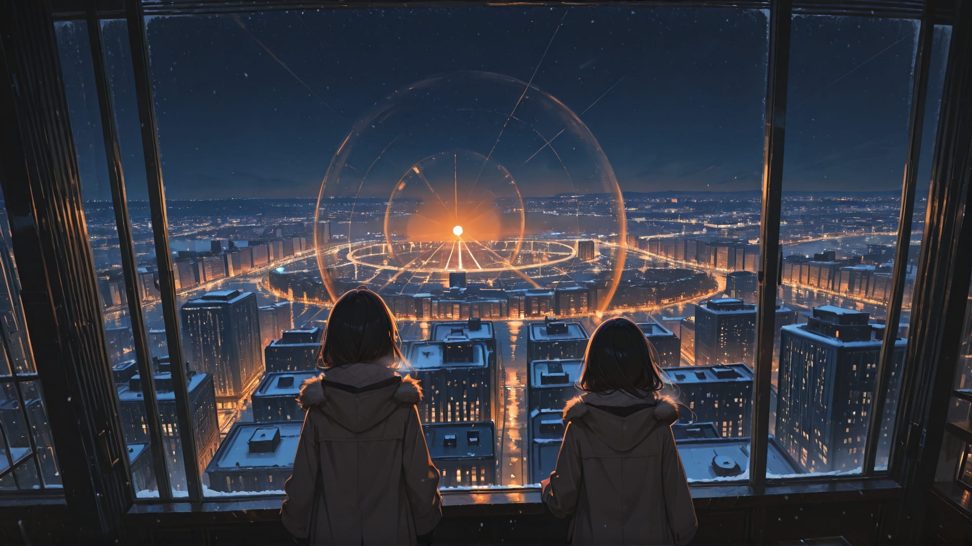 Orange Night City OptOutEra smartphone wallpaper free download, vertical 9:16 format, Orange, Night, City, Winter