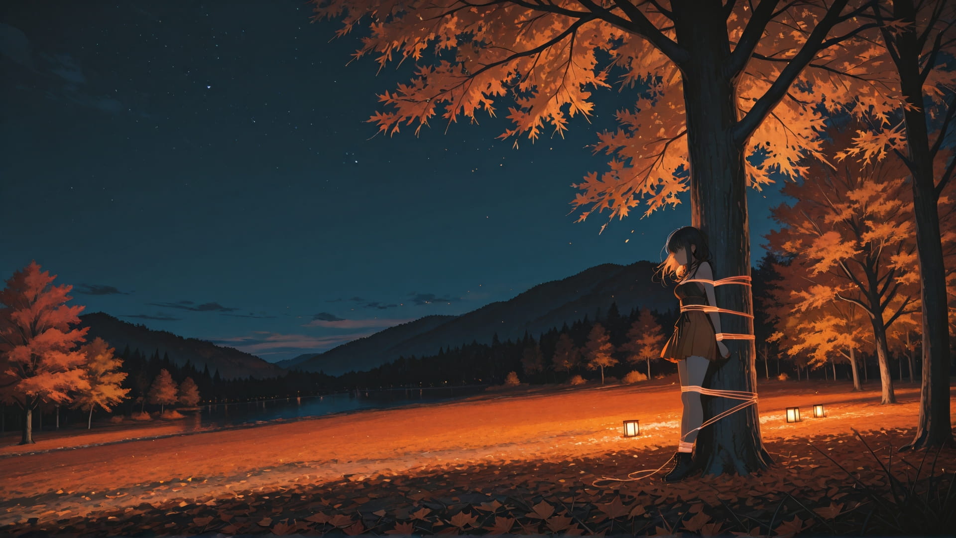 Orange Night Sky OptOutEra smartphone wallpaper free download, vertical 16:9 format, Orange, Night, Sky, Autumn 001