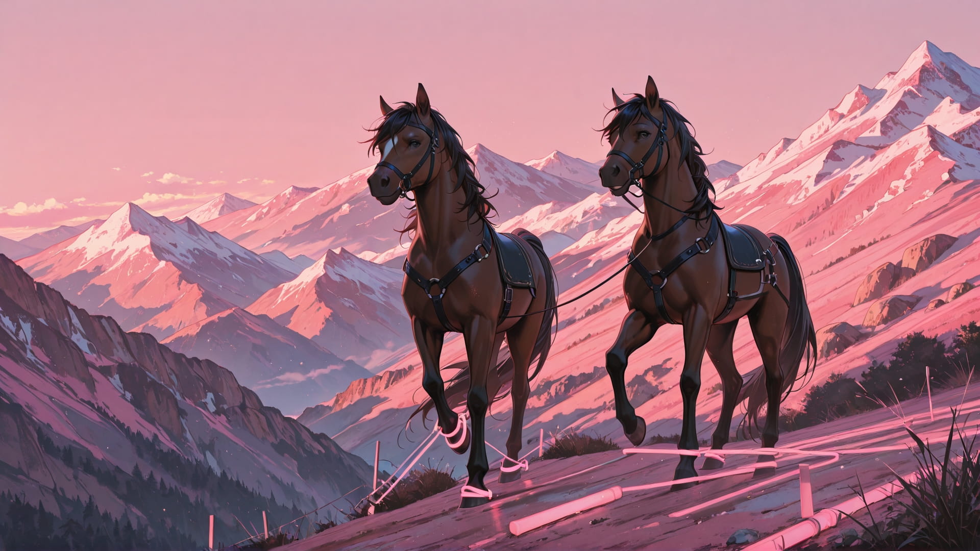 Pink Afternoon Mountain OptOutEra smartphone wallpaper free download, vertical 16:9 format, Pink, Afternoon, Mountain, Summer