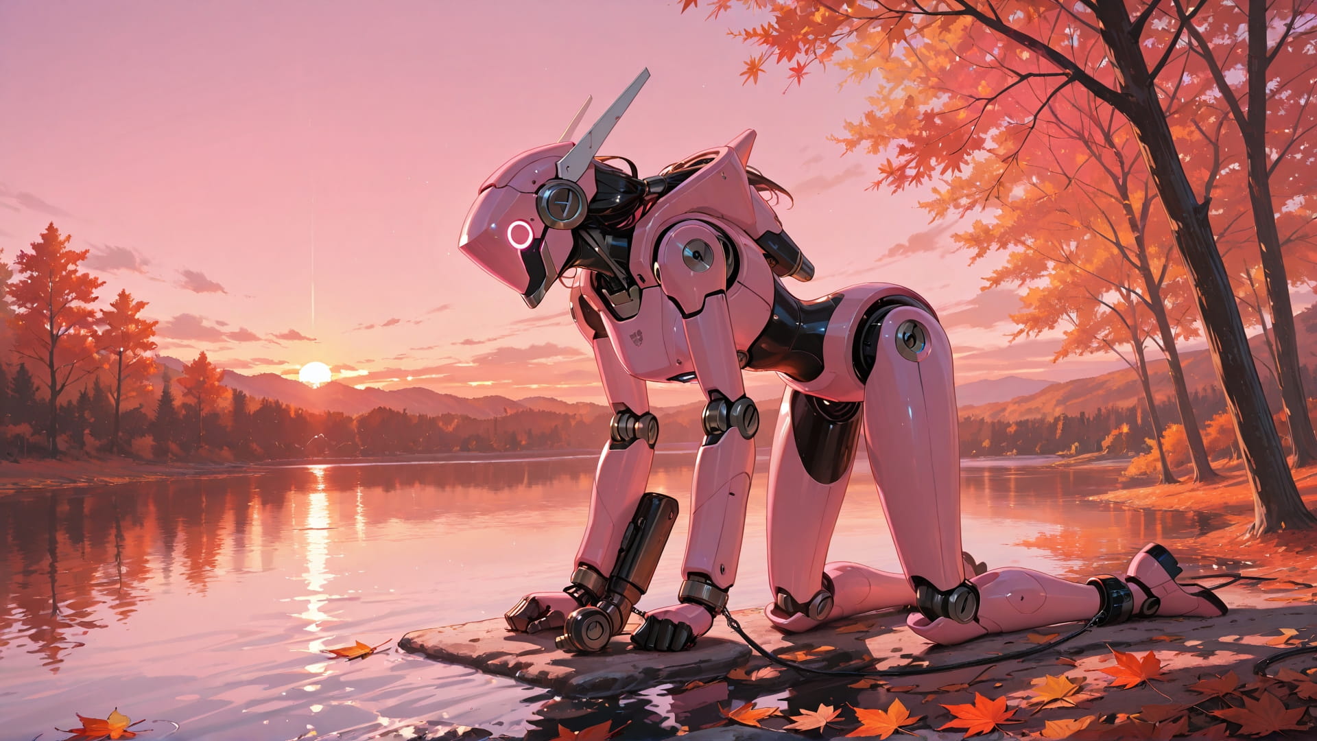 Pink Sunset Sea OptOutEra smartphone wallpaper free download, vertical 16:9 format, Pink, Sunset, Sea, Autumn