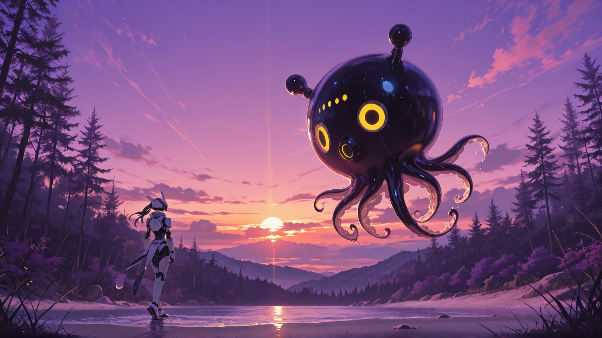 Purple Sunset Nature OptOutEra smartphone wallpaper free download, vertical 16:9 format, Purple, Sunset, Nature, Summer