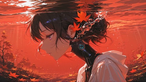 Red Afternoon Sea OptOutEra smartphone wallpaper free download, vertical 9:16 format, Red, Afternoon, Sea, Autumn