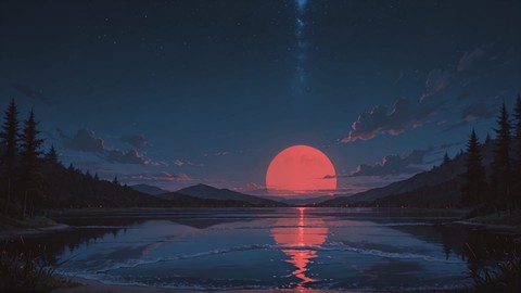 Red Night Sea OptOutEra smartphone wallpaper free download, vertical 9:16 format, Red, Night, Sea, Summer 001