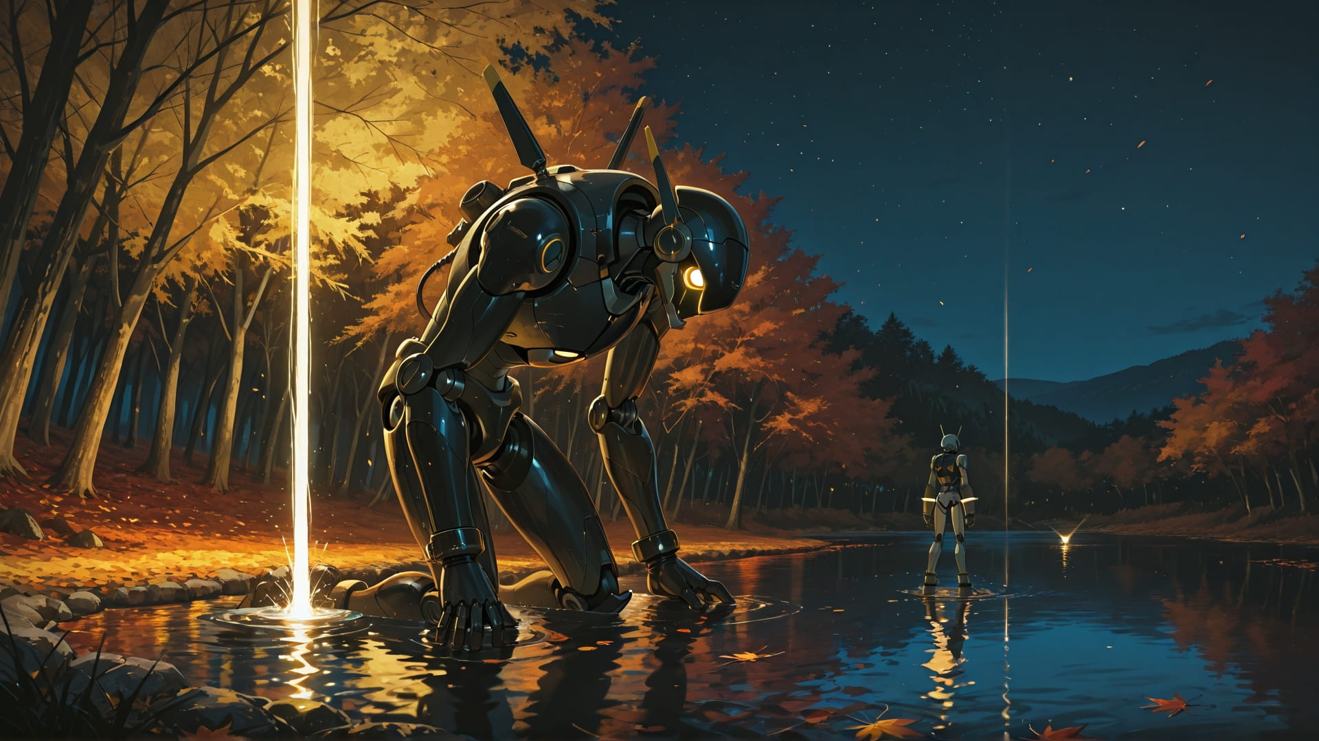 Yellow Night Sea OptOutEra smartphone wallpaper free download, vertical 16:9 format, Yellow, Night, Sea, Autumn