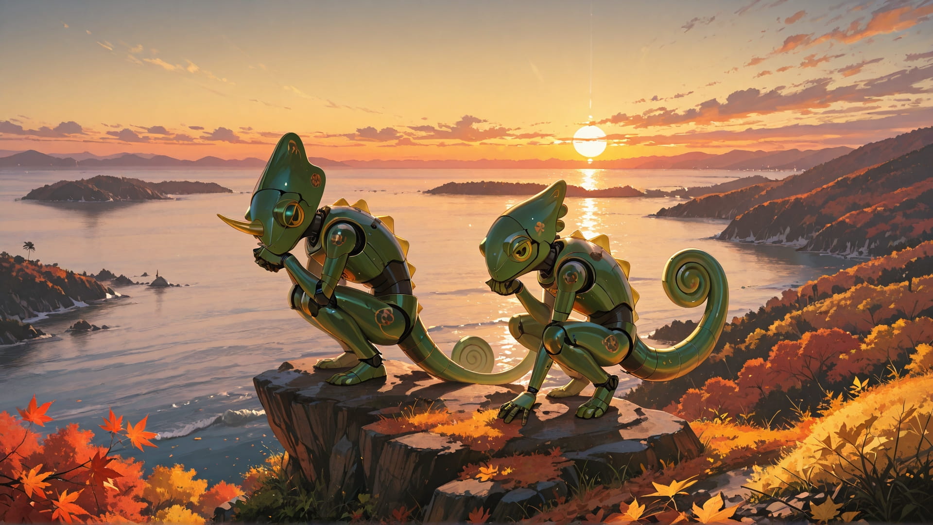 Yellow Sunset Sea OptOutEra smartphone wallpaper free download, vertical 16:9 format, Yellow, Sunset, Sea, Autumn