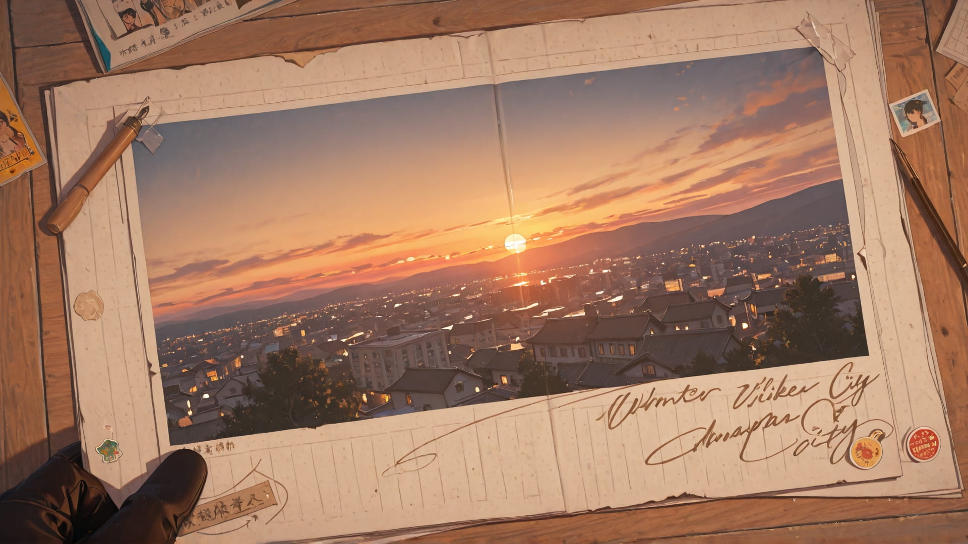 Brown Sunset City PenPals smartphone wallpaper free download, vertical 9:16 format, Brown, Sunset, City, Winter 001