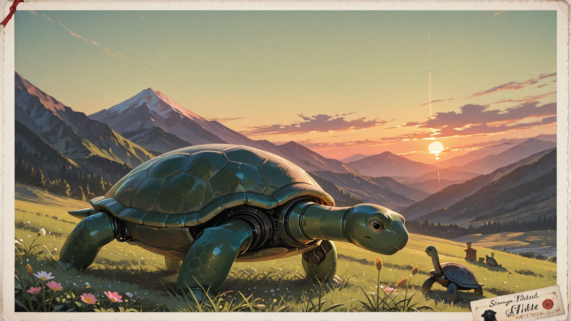 Green Sunset Mountain PenPals smartphone wallpaper free download, vertical 16:9 format, Green, Sunset, Mountain, Spring