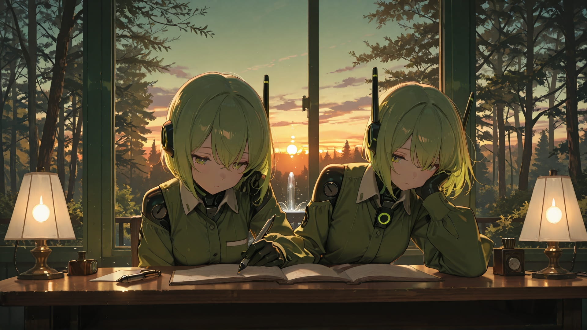 Green Sunset Nature PenPals smartphone wallpaper free download, vertical 16:9 format, Green, Sunset, Nature, Spring