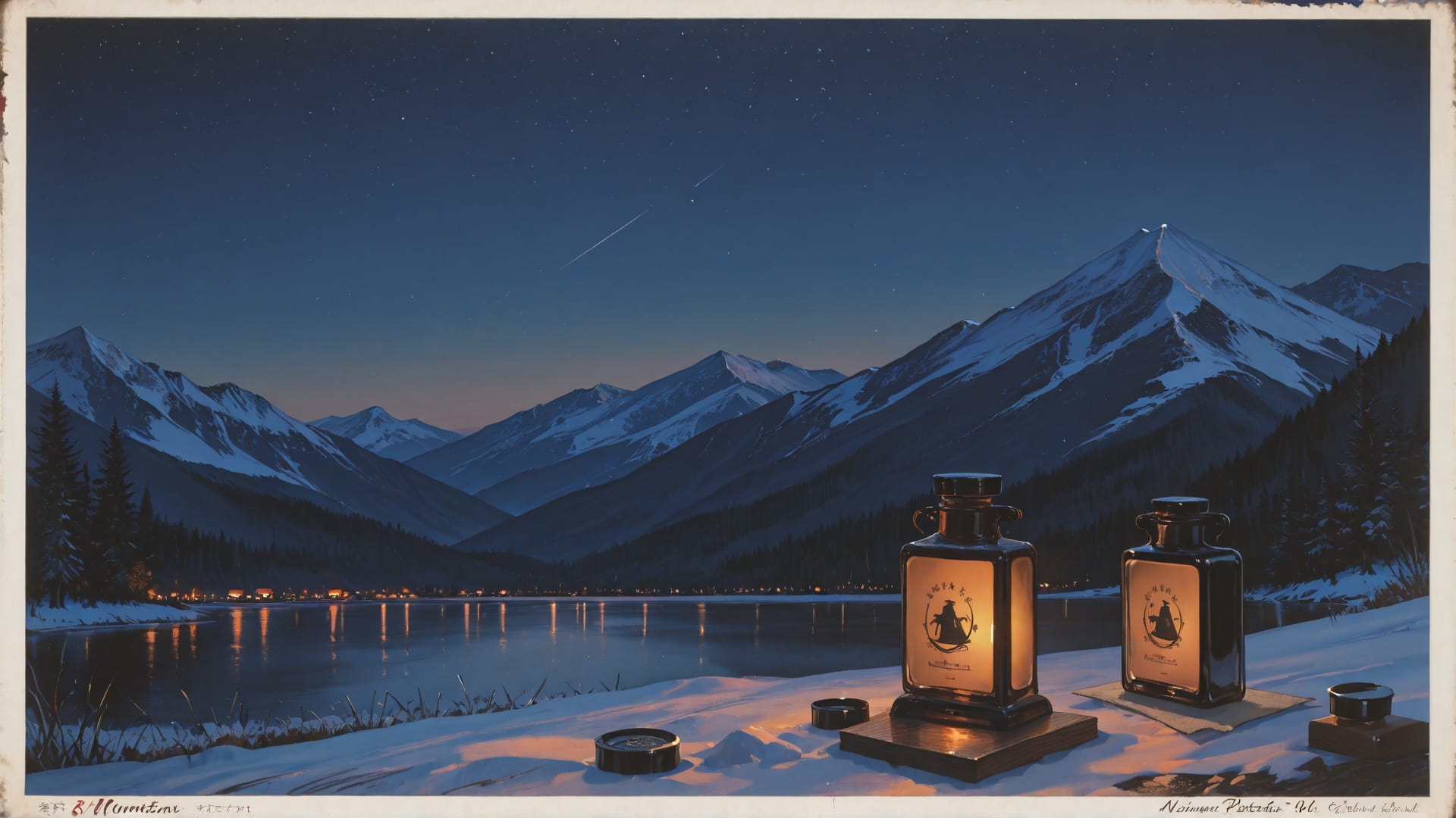 Orange Night Mountain PenPals smartphone wallpaper free download, vertical 16:9 format, Orange, Night, Mountain, Winter 001