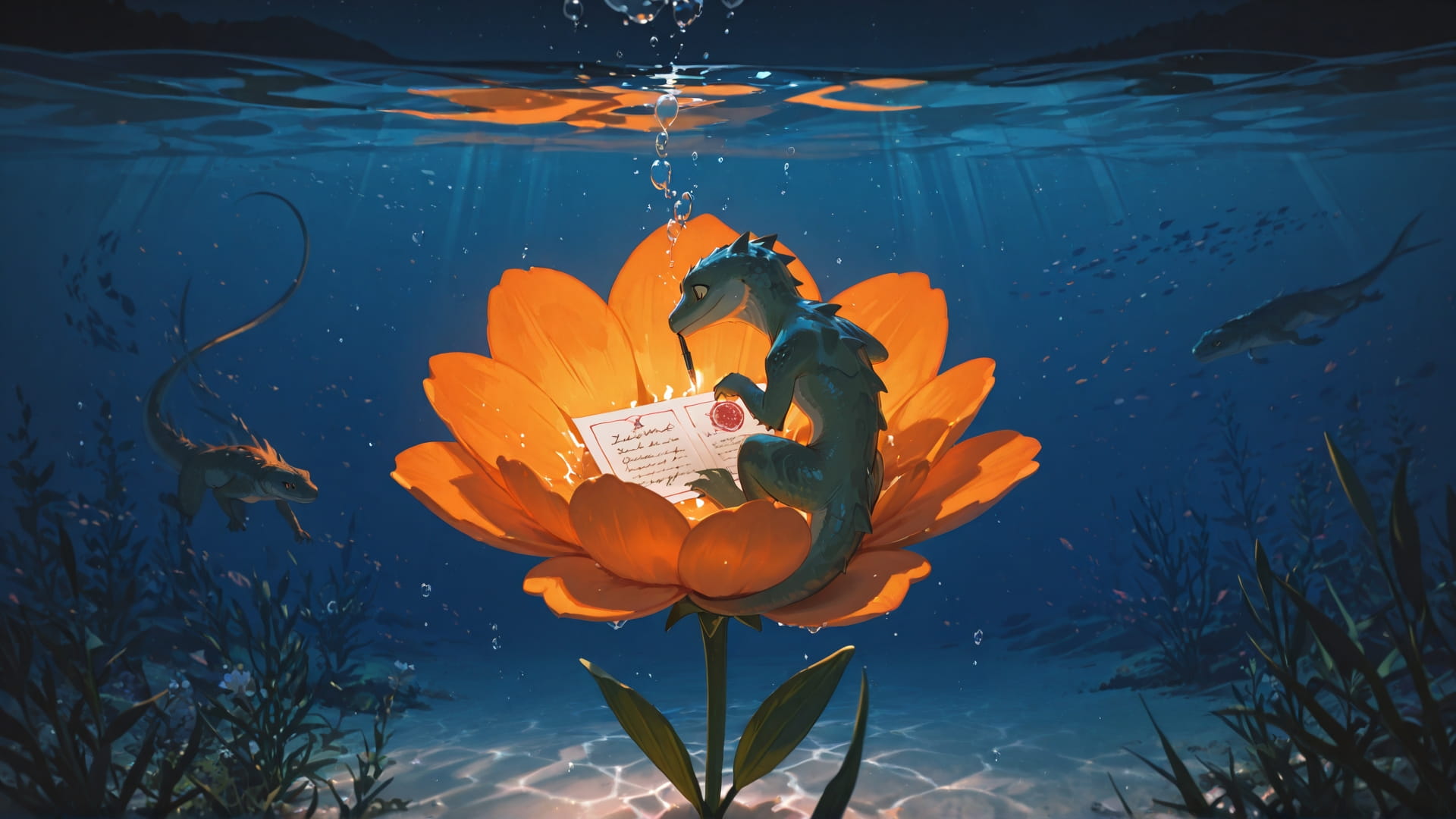 Orange Night Sea PenPals smartphone wallpaper free download, vertical 16:9 format, Orange, Night, Sea, Spring