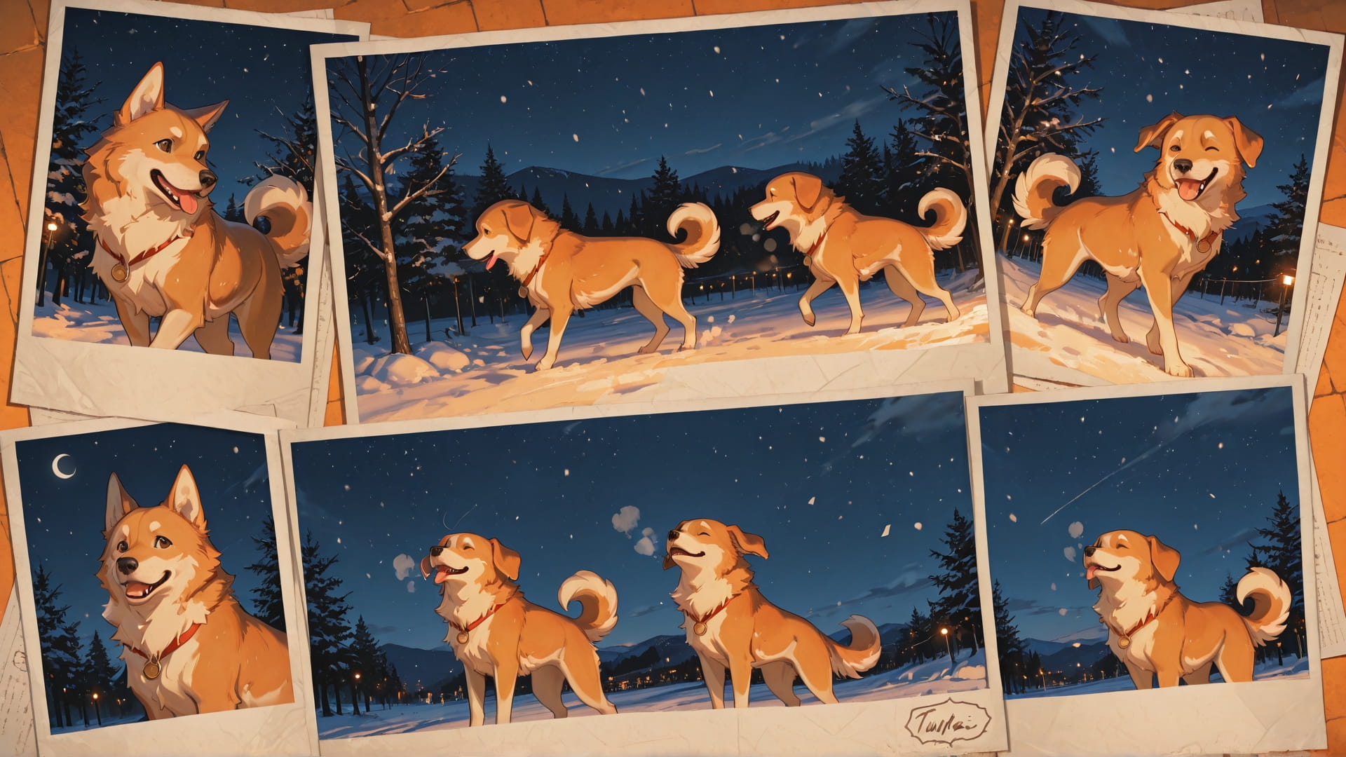 Orange Night Sky PenPals smartphone wallpaper free download, vertical 16:9 format, Orange, Night, Sky, Winter