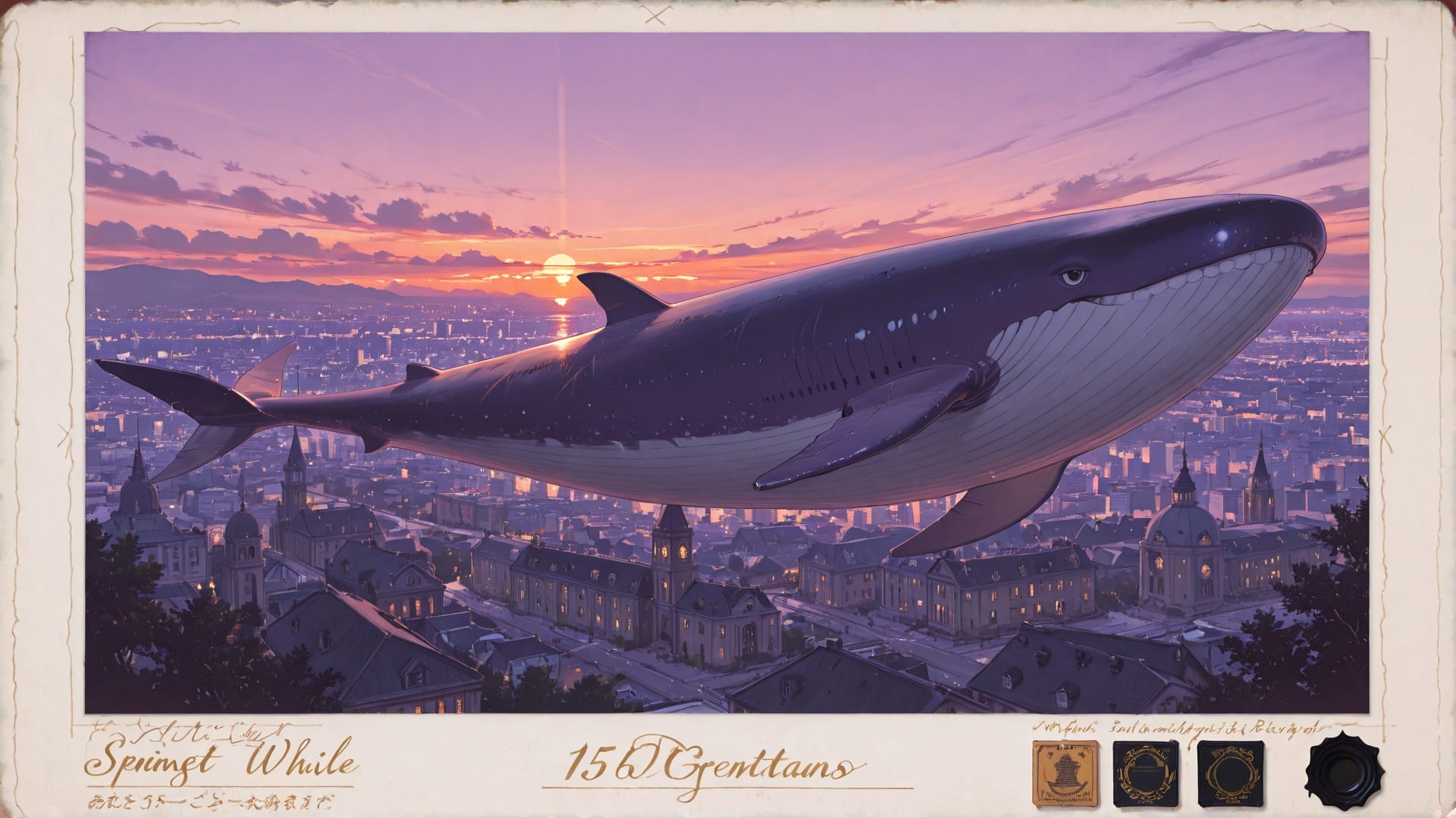 Purple Sunset City PenPals smartphone wallpaper free download, vertical 16:9 format, Purple, Sunset, City, Spring