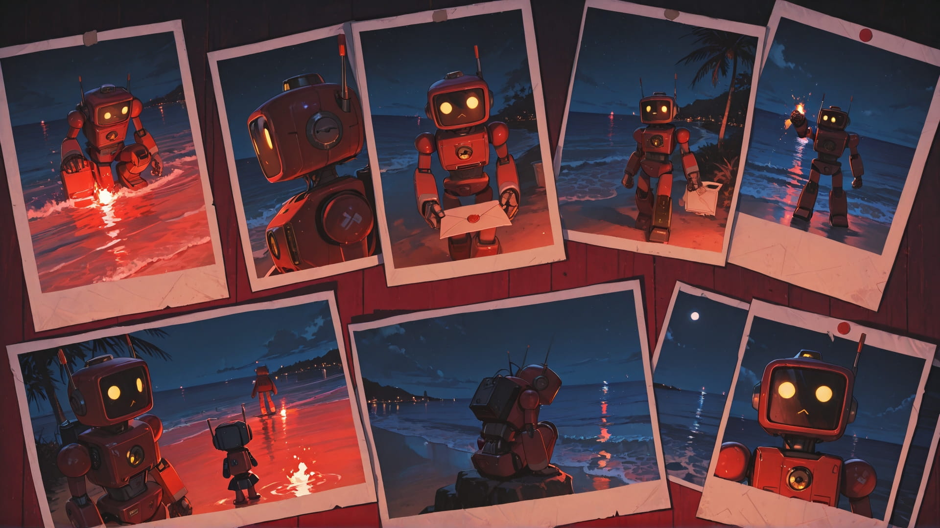 Red Night Sea PenPals smartphone wallpaper free download, vertical 16:9 format, Red, Night, Sea, Summer