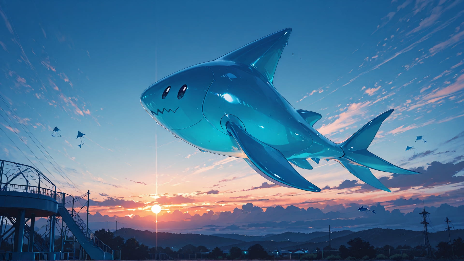 Blue Sunset Sky PromptPlayground smartphone wallpaper free download, vertical 16:9 format, Blue, Sunset, Sky, Spring