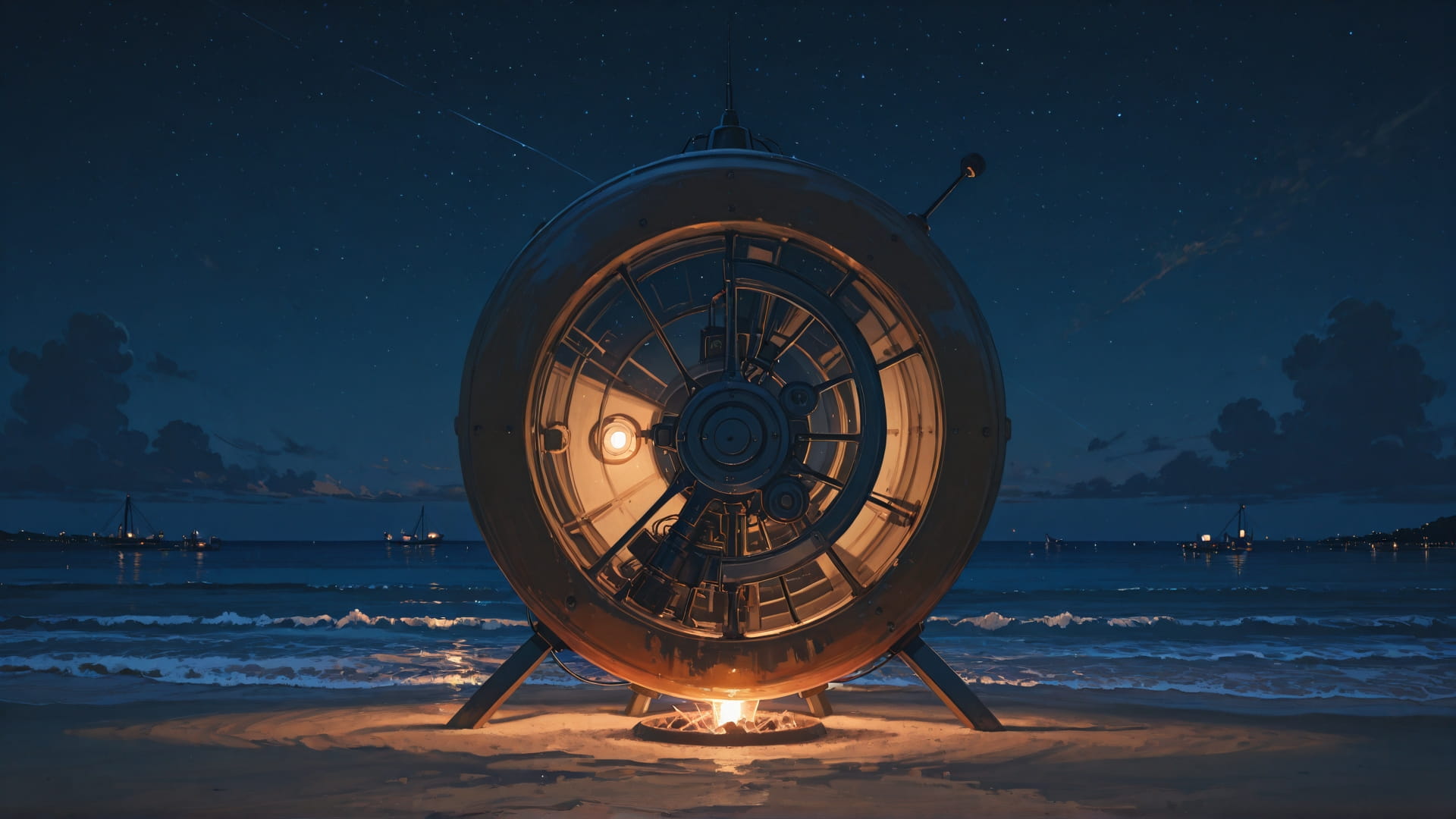 Brown Night Sea PromptPlayground smartphone wallpaper free download, vertical 16:9 format, Brown, Night, Sea, Summer