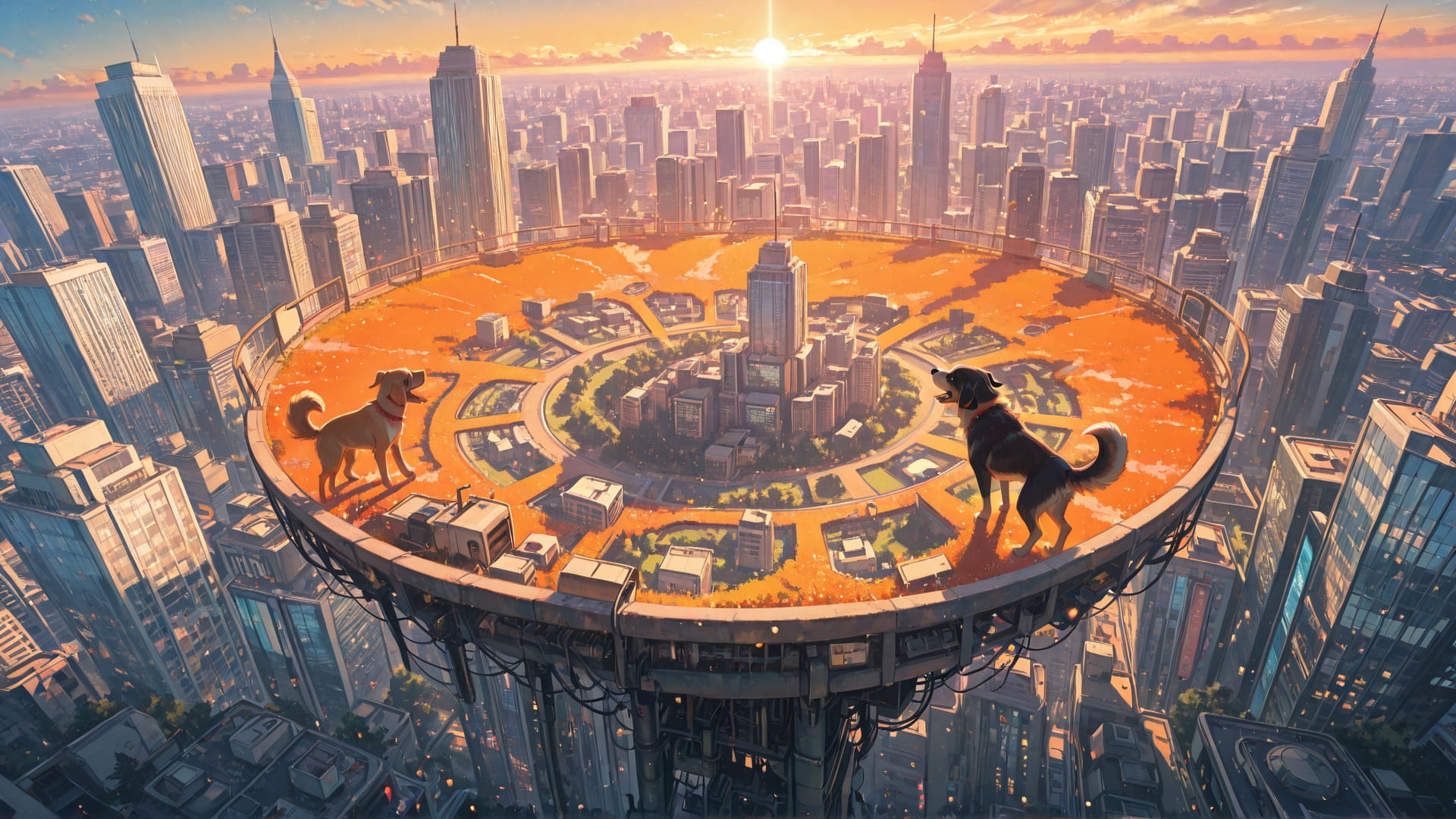 Orange Afternoon City PromptPlayground smartphone wallpaper free download, vertical 16:9 format, Orange, Afternoon, City, Spring