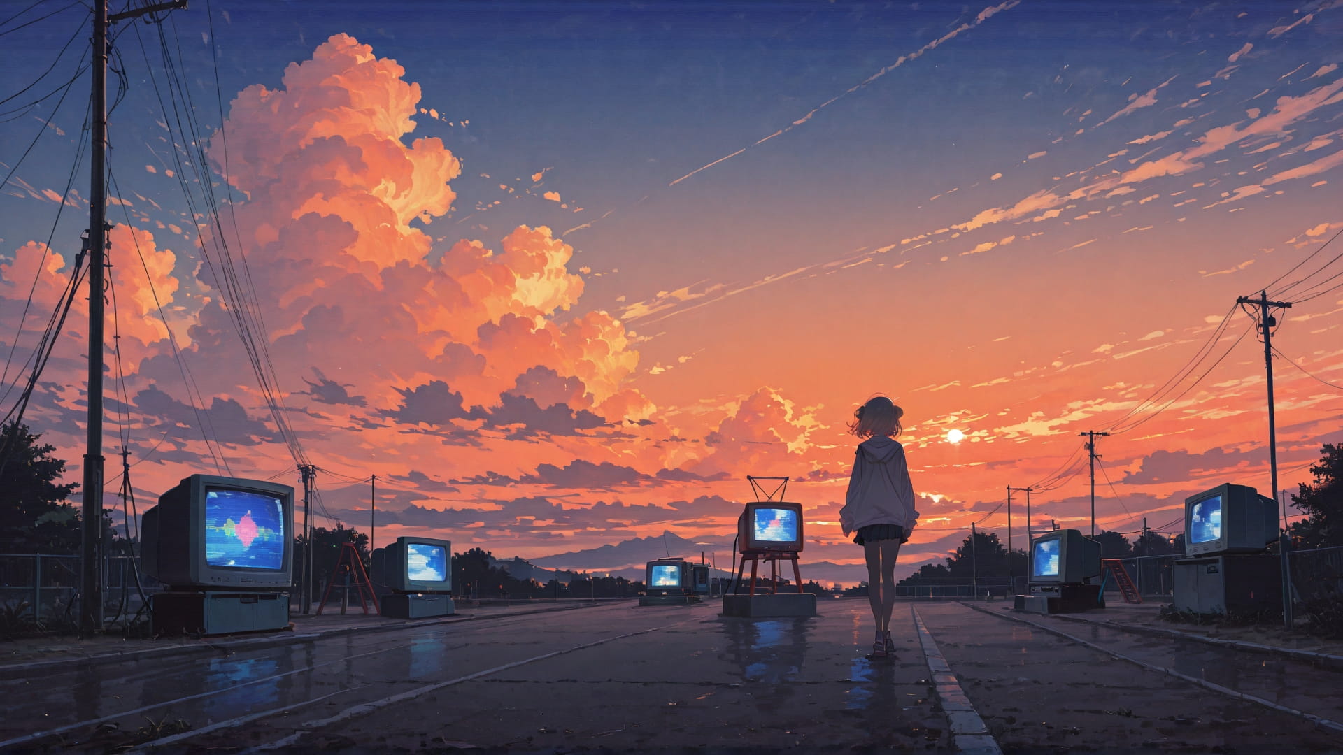 Orange Afternoon Sky PromptPlayground smartphone wallpaper free download, vertical 16:9 format, Orange, Afternoon, Sky, Summer 001