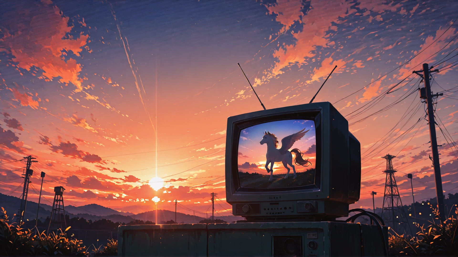 Orange Sunset Sky PromptPlayground smartphone wallpaper free download, vertical 16:9 format, Orange, Sunset, Sky, Spring