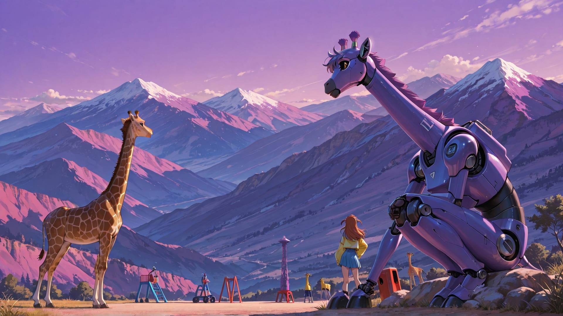 Purple Afternoon Mountain PromptPlayground smartphone wallpaper free download, vertical 16:9 format, Purple, Afternoon, Mountain, Summer