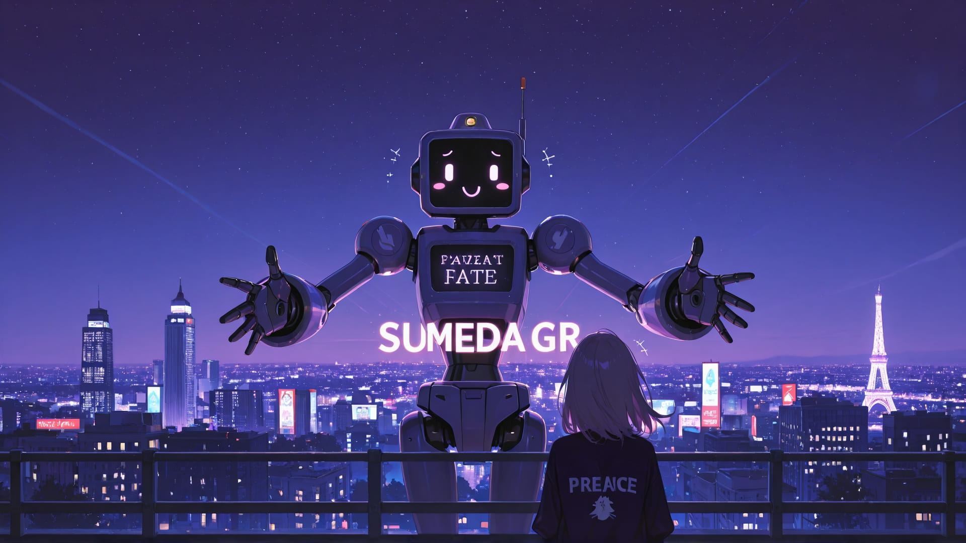 Purple Night City PromptPlayground smartphone wallpaper free download, vertical 16:9 format, Purple, Night, City, Summer