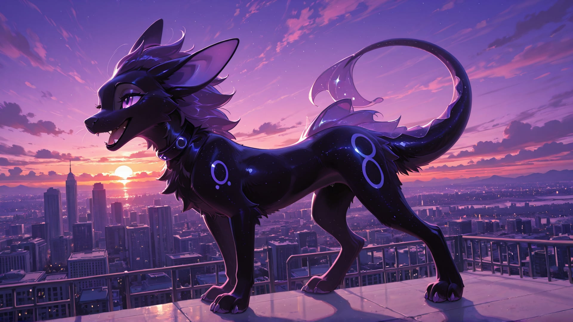 Purple Sunset City PromptPlayground smartphone wallpaper free download, vertical 16:9 format, Purple, Sunset, City, Summer 001