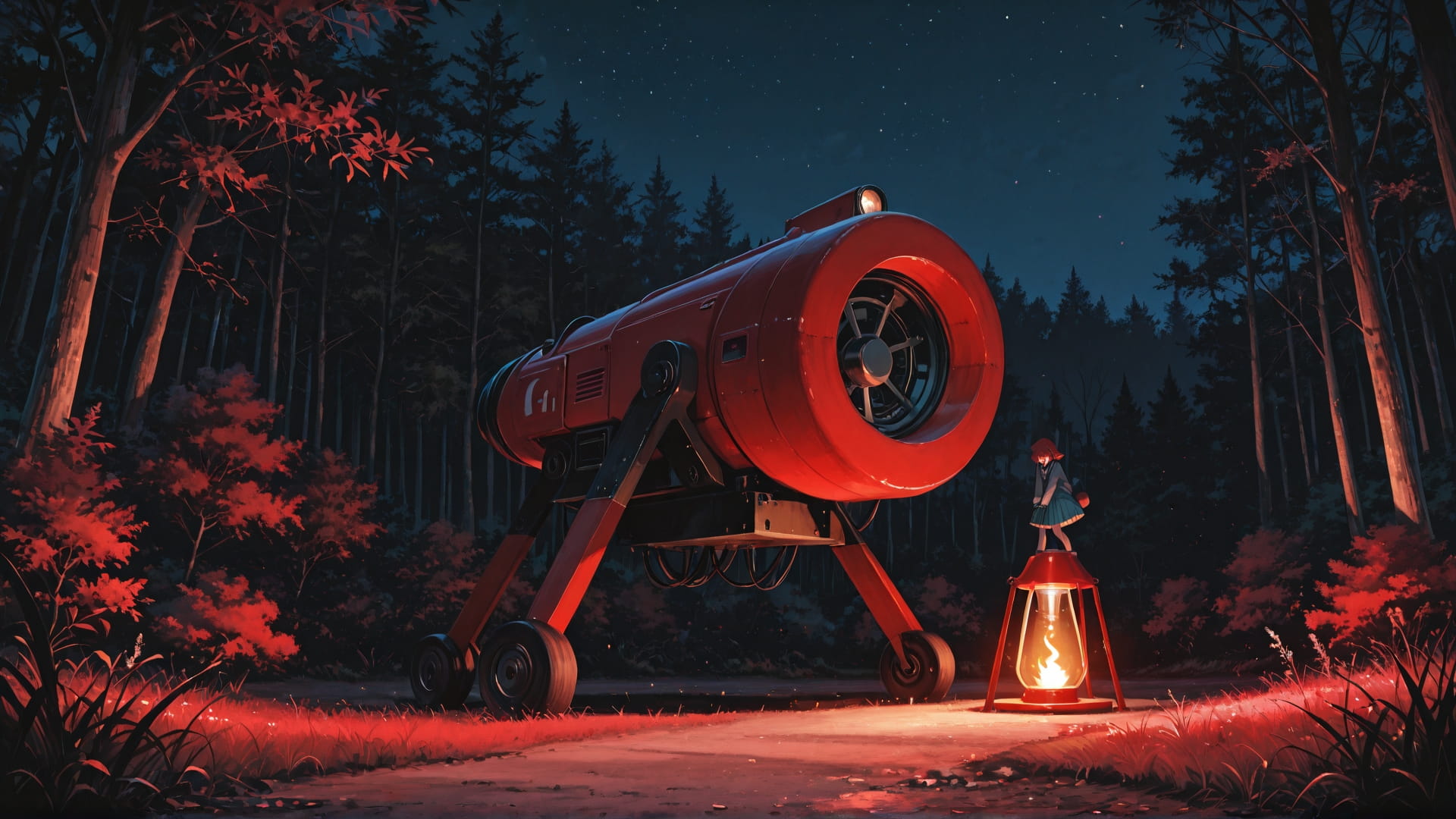 Red Night Nature PromptPlayground smartphone wallpaper free download, vertical 16:9 format, Red, Night, Nature, Spring