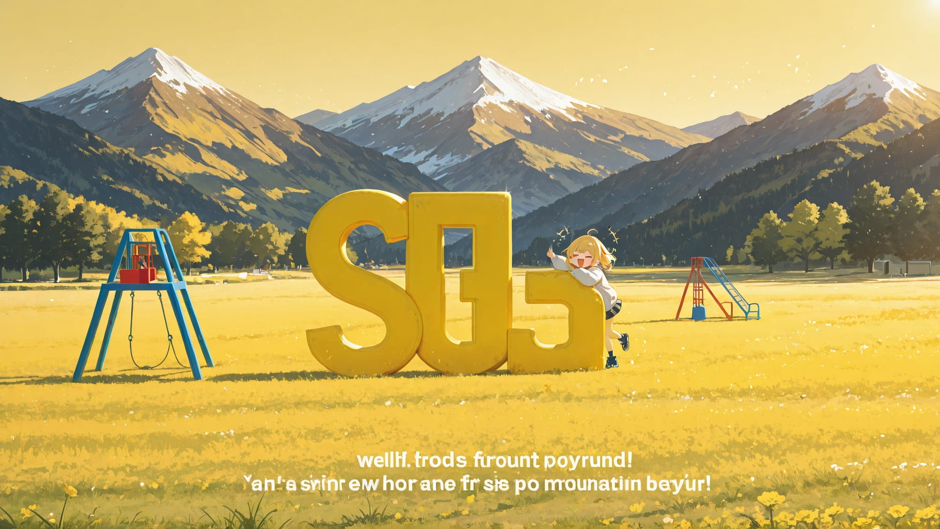 Yellow Afternoon Mountain PromptPlayground smartphone wallpaper free download, vertical 16:9 format, Yellow, Afternoon, Mountain, Spring 001