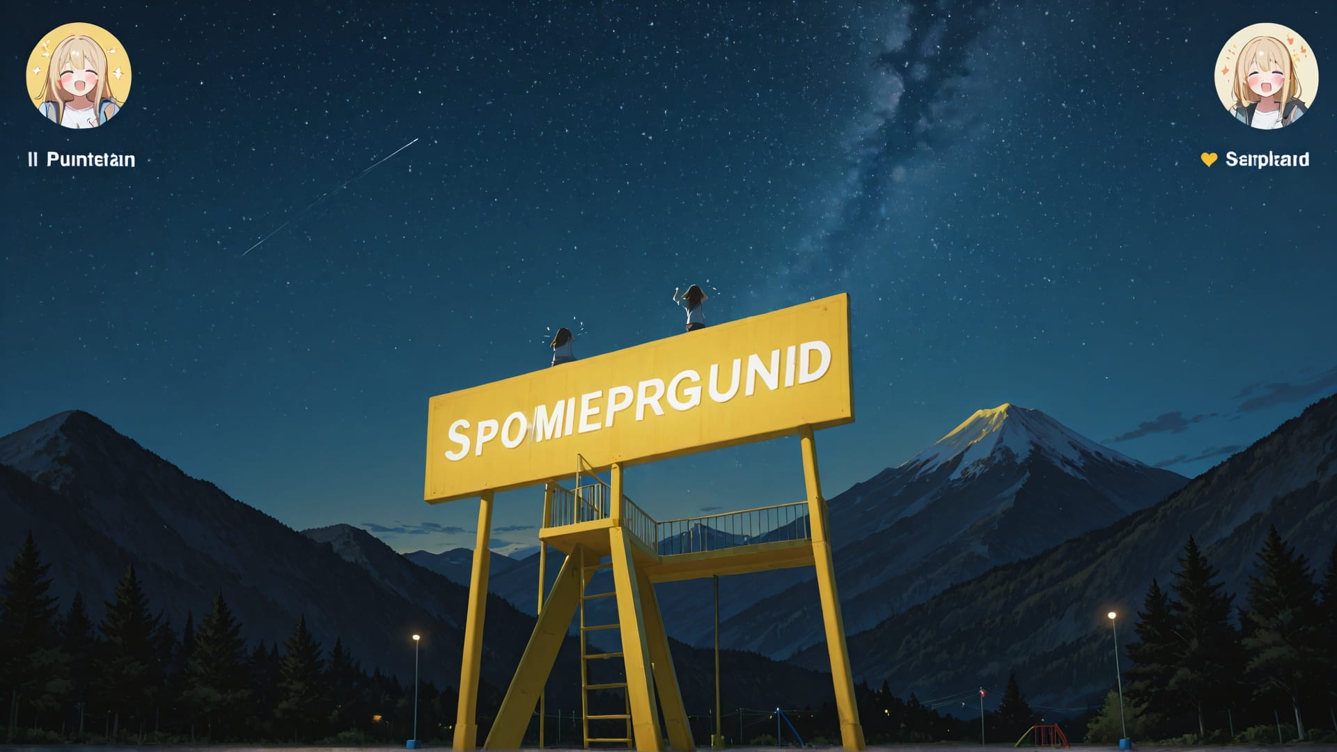 Yellow Night Mountain PromptPlayground smartphone wallpaper free download, vertical 16:9 format, Yellow, Night, Mountain, Summer 001