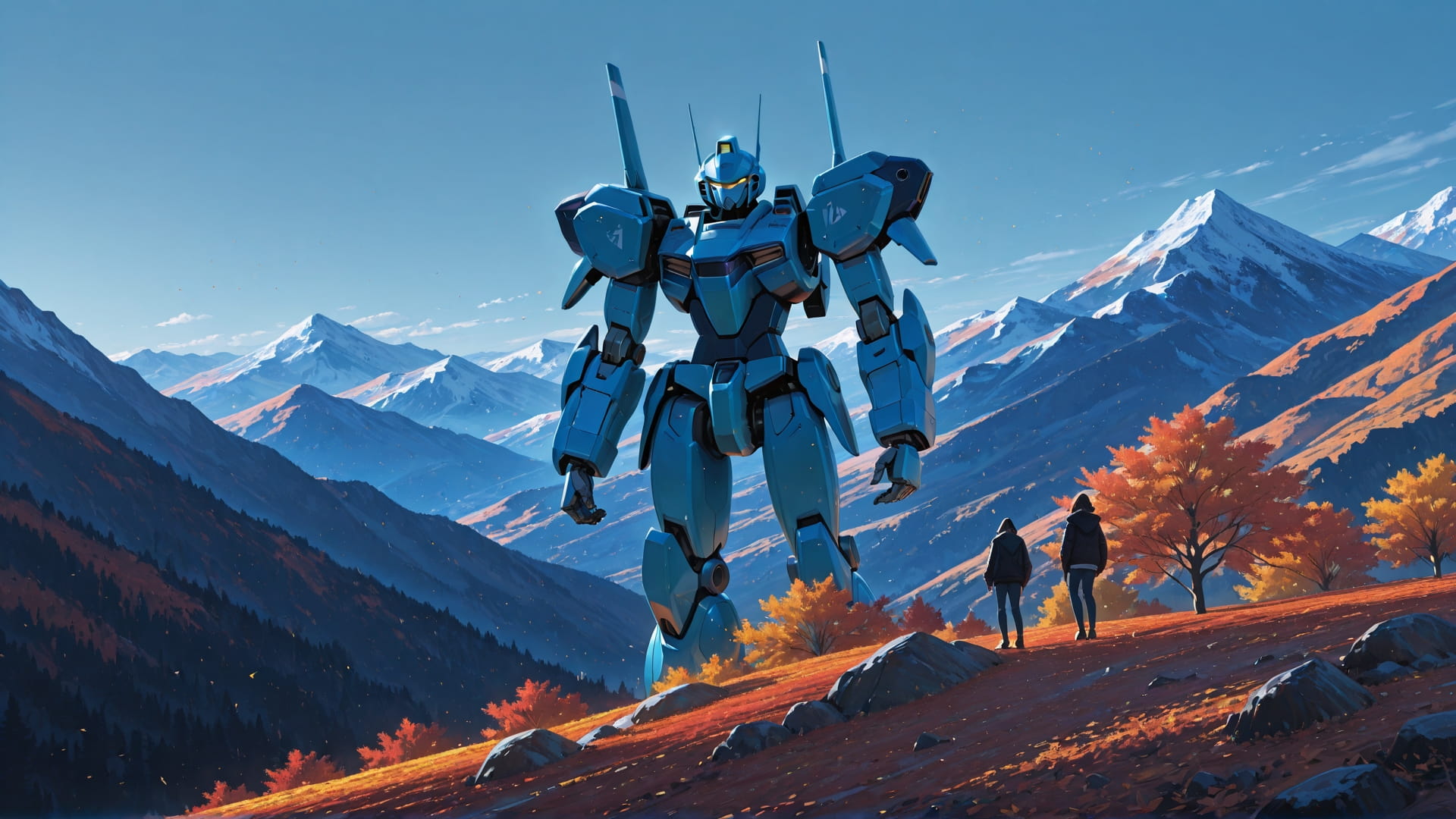 Blue Afternoon Mountain RealityWarp smartphone wallpaper free download, vertical 16:9 format, Blue, Afternoon, Mountain, Autumn