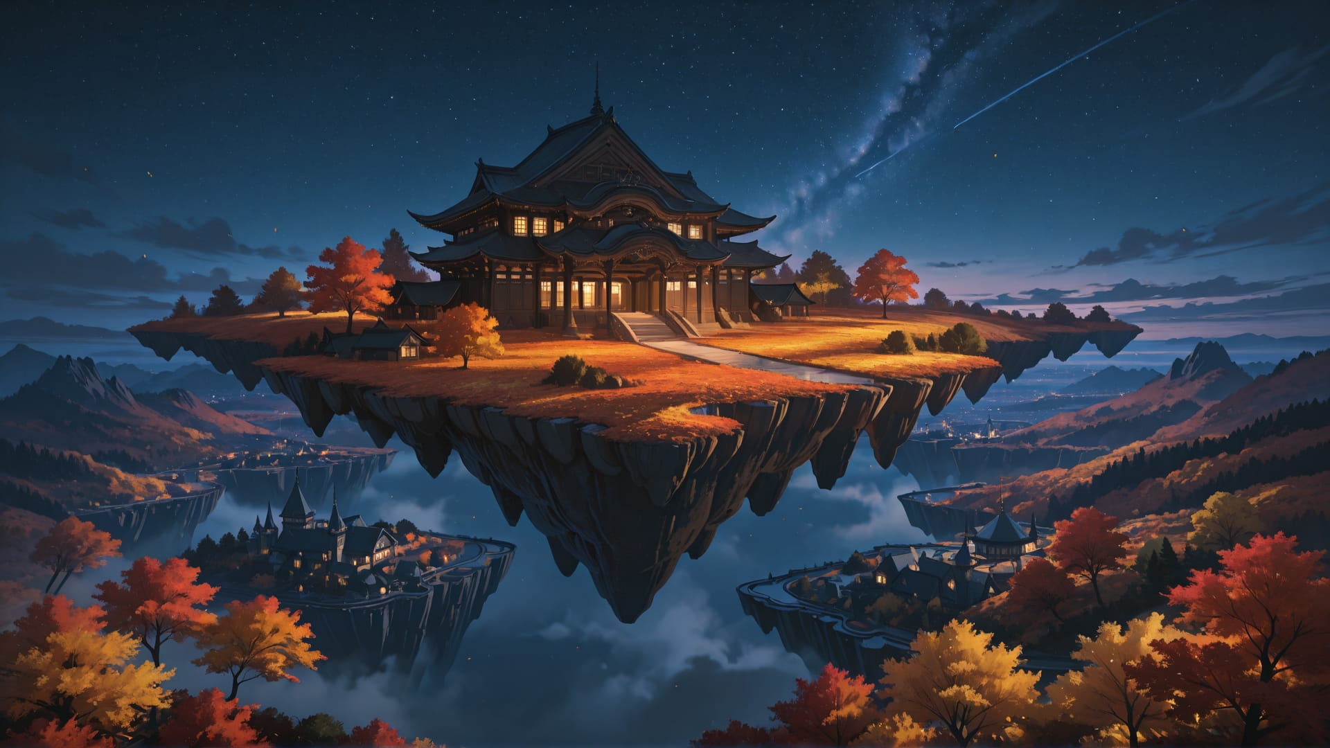 Brown Night Sky RealityWarp smartphone wallpaper free download, vertical 16:9 format, Brown, Night, Sky, Autumn