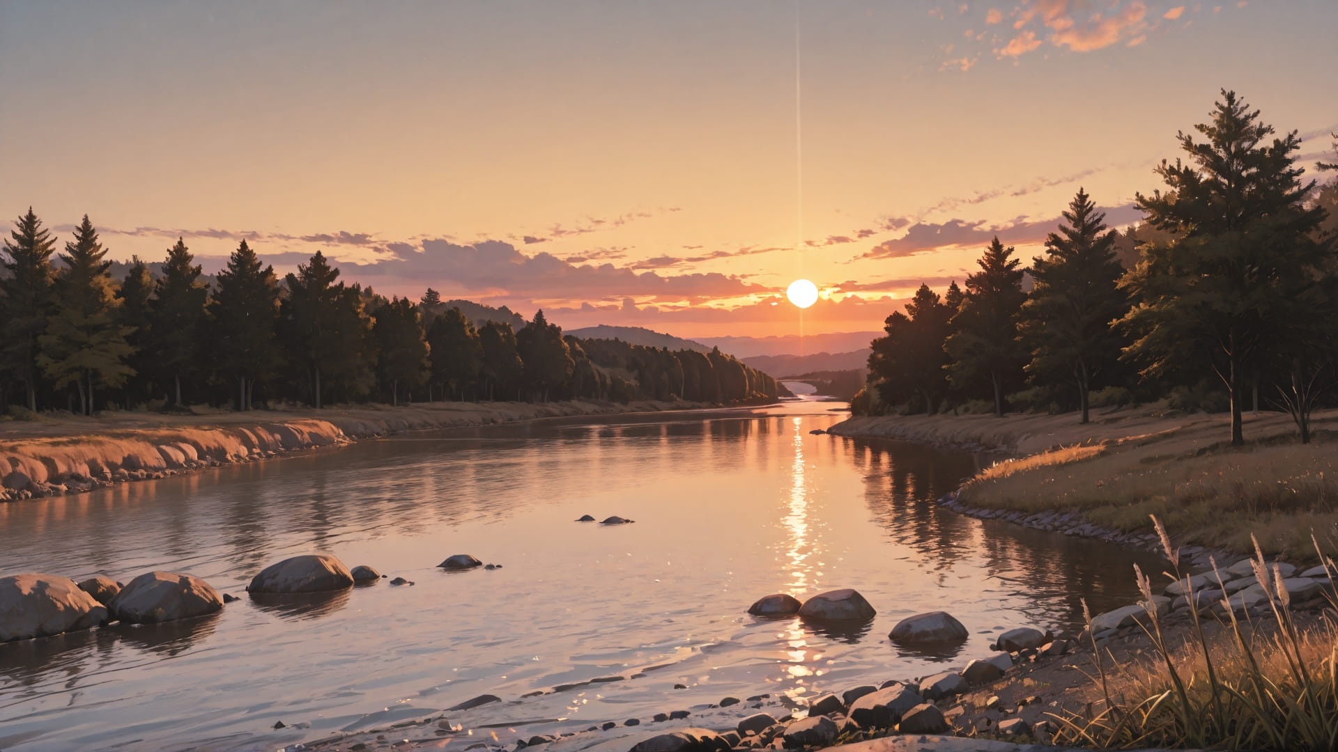 Brown Sunset Sea RealityWarp smartphone wallpaper free download, vertical 16:9 format, Brown, Sunset, Sea, Spring 001
