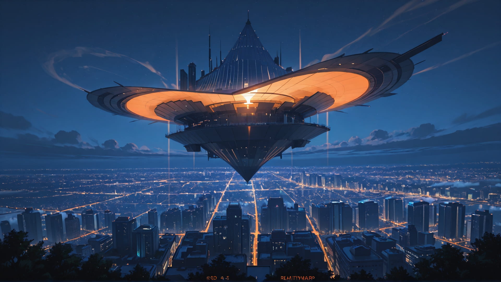 Orange Night City RealityWarp smartphone wallpaper free download, vertical 16:9 format, Orange, Night, City, Spring