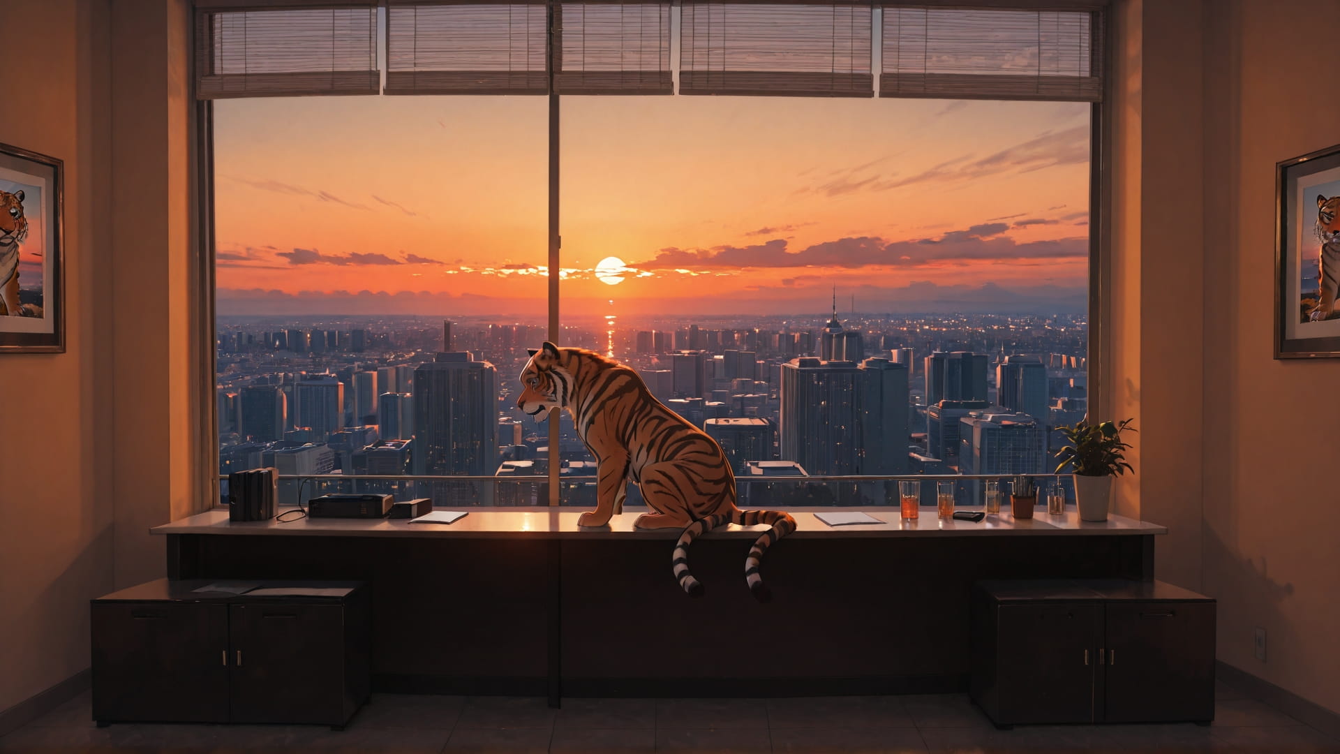 Orange Sunset City RealityWarp smartphone wallpaper free download, vertical 16:9 format, Orange, Sunset, City, Summer