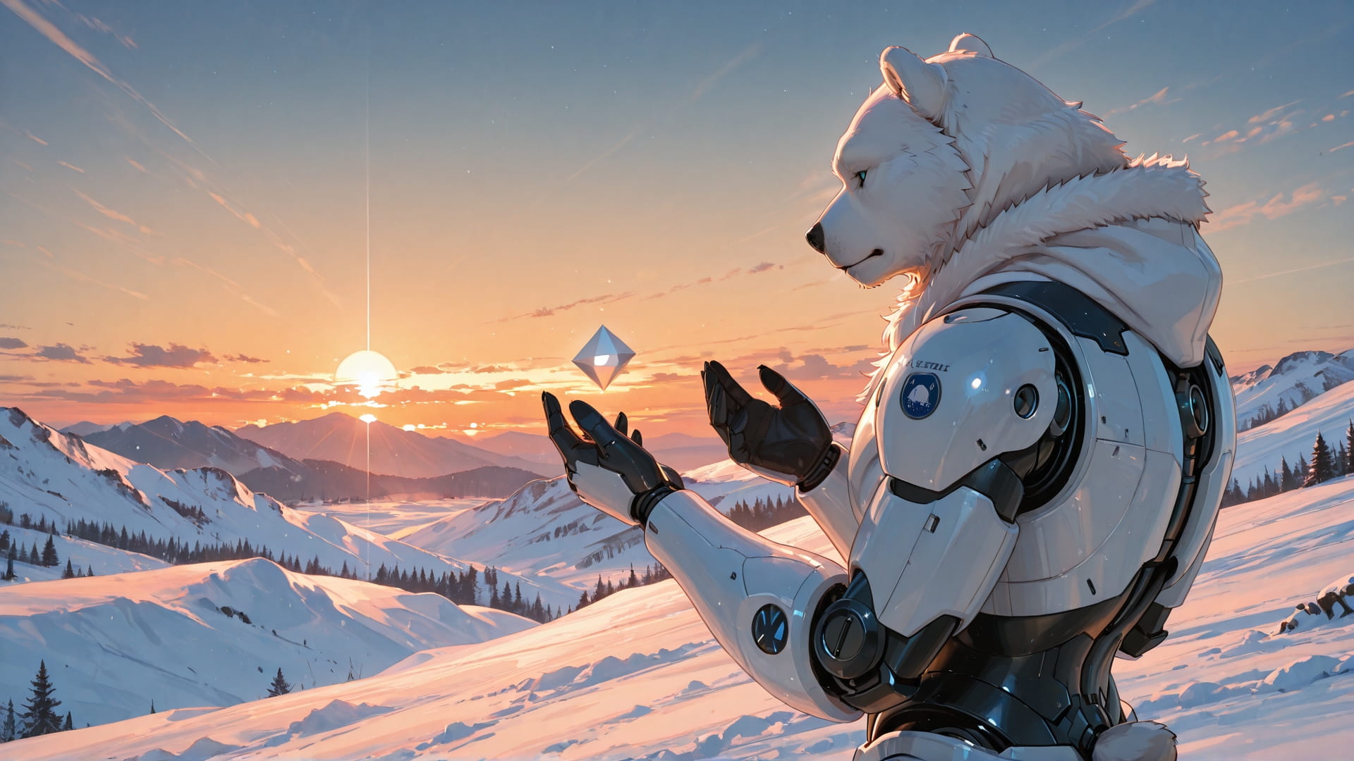 Orange Sunset Sky RealityWarp smartphone wallpaper free download, vertical 16:9 format, Orange, Sunset, Sky, Winter