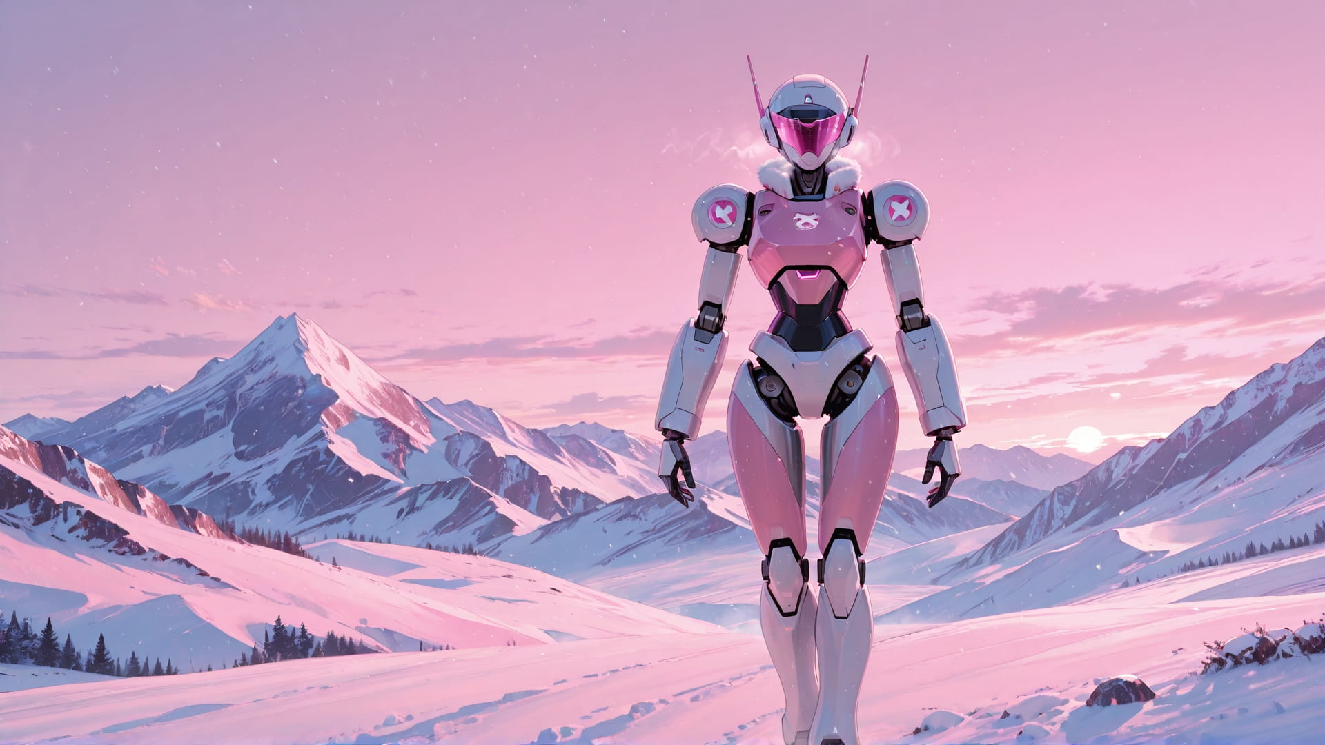 Pink Afternoon Mountain RealityWarp smartphone wallpaper free download, vertical 16:9 format, Pink, Afternoon, Mountain, Winter